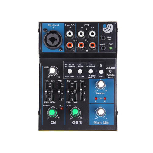 INVOTONE MiX3BT микшерный пульт, 1 микрофонный вход, стереопара RCA, двухполосный эквалайзер фото 2