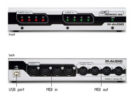 M-Audio MidiSport 4x4 USB Внешний (USB) MIDI интерфейс: 4 входа, 4 выхода