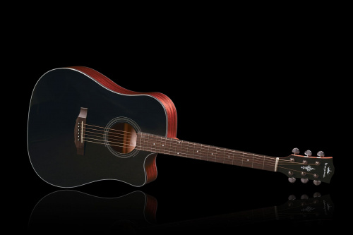 KEPMA EDCE K10 Black Matt трансакустическая гитара, цвет черный, в комплекте 3м кабель фото 3