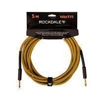 ROCKDALE Wild EY5 инструментальный (гитарный) кабель, материал твид, цвет желтый, металлические разъемы mono jack mono jack, 5