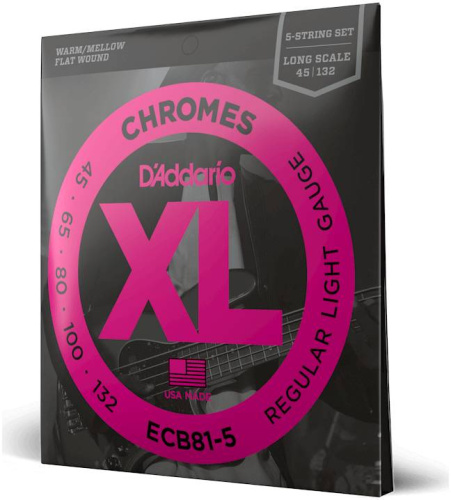 D'Addario ECB81/5 струны для 5 стр. БАС-гит. Soft, хром, плоск.оплётка, 45-132