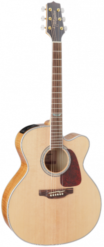TAKAMINE G70 SERIES GJ72CE-NAT электроакустическая гитара типа Jumbo, цвет натуральный, топ массив ели, нижняя дека и обечайка огненный клен, гриф кле