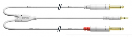 Cordial CFY 3 WPP-LONG-SNOW кабель Y-адаптер джек стерео 3,5 мм 2xмоно-джек 6,3 мм male, 3м, белый