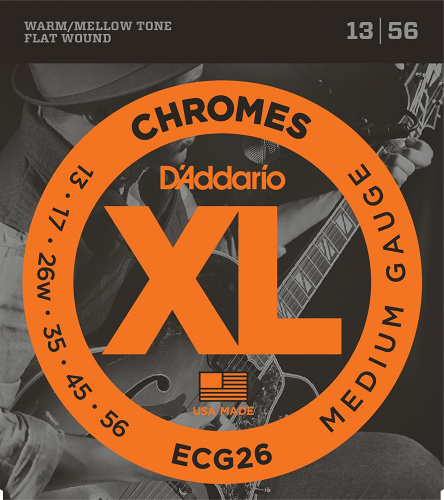 D'ADDARIO ECG26 SET GTR CHROMES MED Комплект струн для электрогитары, Medium, 13-56