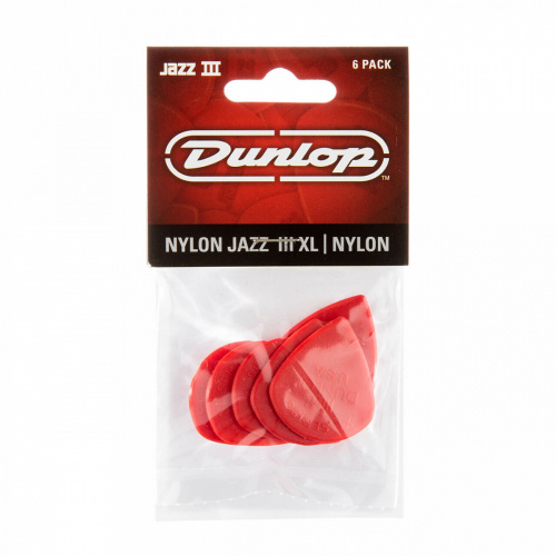 Dunlop Nylon Jazz III XL 47PXLN 6Pack медиаторы, острый кончик, толщина 1.38 мм, красные, 6 шт. фото 3