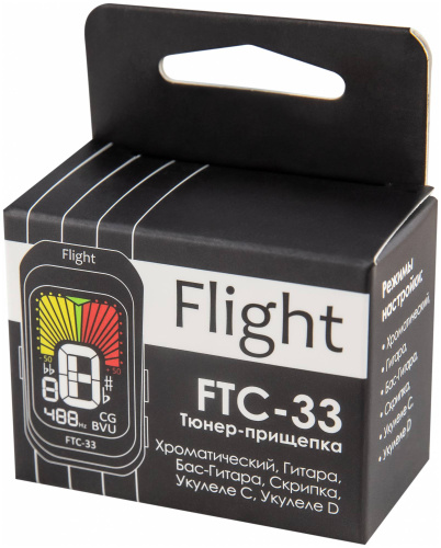 Flight FTC-33 Хроматический тюнер-прищепка c цветным дисплеем фото 6
