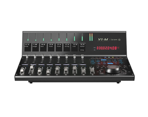 iCON V1-M USB MIDI DAW контроллер, 9 моторизованных фейдеров, 8 двухфункциональных энкодеров, программируемый 7-дюймовый цифровой сенсорный дисплей, 8 фото 4