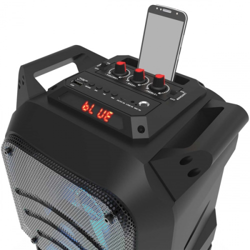 RITMIX SP-850B black 24 Вт, 6,5" + 6,5", Bluetooth 4.2, 50 Гц -18 КГц, FM-радио, RGB-подсветка, AUX, USB, microSD (до 32 Гб, MP3), дисплей: LED, до 6  фото 7