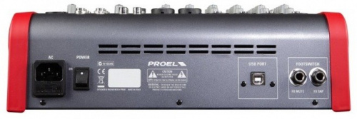 Proel M822USB Компактный 8 канальный микшерный пульт. 4 MIC/LINE входа и 2 MIC/LINE стерео входа, 3х фото 2
