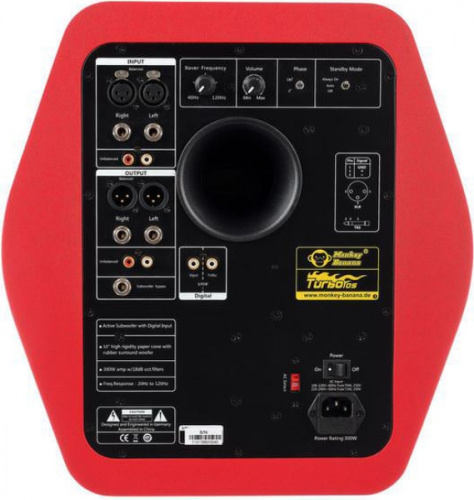 Monkey Banana Turbo 10s red Сабвуфер активный 10', материал диффузора: бумага, частотная характеристика: 40-120 Гц, мощность 300 фото 3