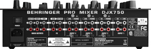 Behringer DJX750 DJ-микшер со счетчиком темпа, 5 каналов (4 стерео+ микр.), 3D-surround, процессор эффектов, VCA-кроссфейдер фото 2
