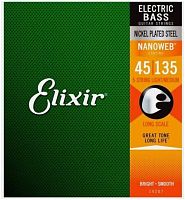 Elixir 14207 NanoWeb струны для 5-струнной бас-гитары Medium 45-135
