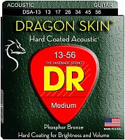 DR Strings DSA-13 Струны для акустической гитары DragonSkin Acoustic 13-56 Medium-Heavy, с покрытие