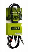 NordFolk NYC001 3M кабель Minijack stereo - 2 x Jack mono, литые разъёмы, 3 м.