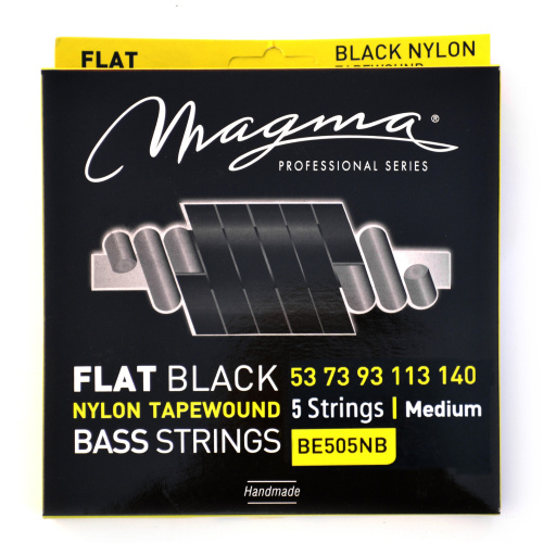 Magma Strings BE505NB Струны для 5-струнной бас-гитары Low B 53-140, Серия: Nylon Black Tapewound, Калибр: 53-73-93-113-140, Обмотка: плоская, обёрнут