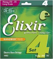 Elixir 14102 NanoWeb струны для бас-гитары Medium 50-105, никель
