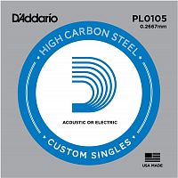 D'Addario PL0105 отдельная струна 0,0105", обычная сталь