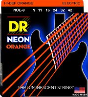 DR NOE-9 HI-DEF NEON струны для электрогитары с люминесцентным покрытием оранжевые 9 42