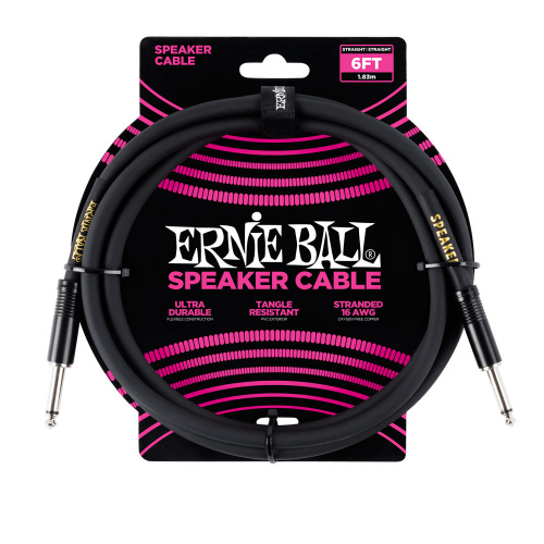 Ernie Ball 6072 кабель спикерный, джек джек, длина 1.8 метра, цвет чёрный