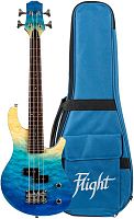 FLIGHT Mini Bass TBL электроукулеле бас, цвет transparent blue, чехол в комплекте