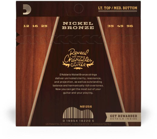 D'Addario NB1256 струны для акустической гитары,Light Top/Med Bottom, 12-56 фото 3