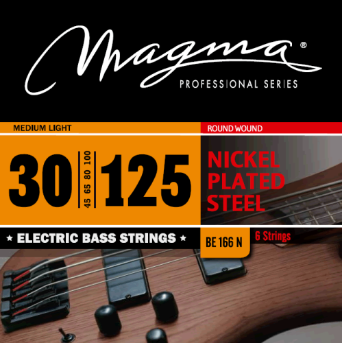 Magma Strings BE166N Струны для 6-струнной бас-гитары 30-125, Серия: Nickel Plated Steel, Калибр: 30-45-65-80-100-125, Обмотка: круглая, никелированая