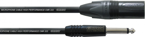 Cordial CPM 5 MP микрофонный кабель XLR male/моно джек 6,3 мм, разъемы Neutrik, 5,0 м, черный