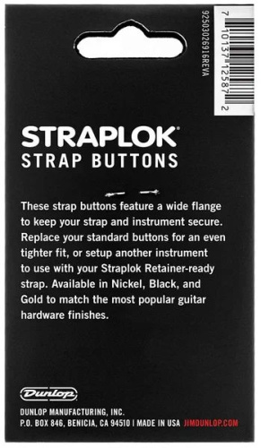 Dunlop 2PSLS033BK Straplok Dual Design Strap Button Set комплект креплений для ремня, черный фото 3