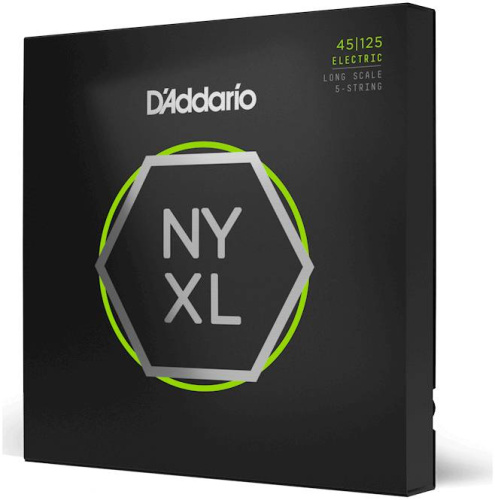 D'Addario NYXL45125 Струны для пятиструнной бас гитары Long, Light/Medium, 45-125