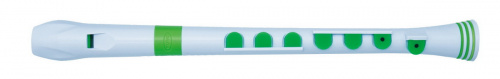 NUVO Recorder+ White/Green with hard case блок-флейта сопрано, строй - С, немецкая система, накладка на клапана, материал - АБС пластик, цвет - белый/ фото 2