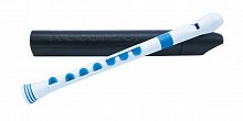 NUVO Recorder+ White/Blue with hard case блок-флейта сопрано, строй С, немецкая система, накладка на клапана, материал АБС пластик, цвет белый/голубой