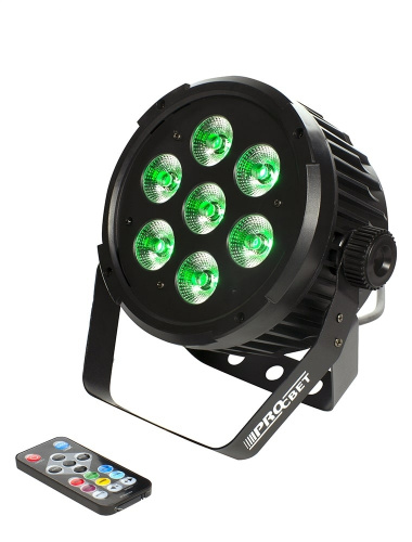PROCBET PAR LED 7-15 RGBWA+UV PL светодиодный прожектор par 7 шт. светодиодов по 15 вт rgbwa+uv пластиковый корпус малошумный 40°