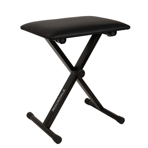 ROCKDALE Q-90 black стульчик для клавишника/пианиста складной конструкции, высота 44-51 см, сиденье 40х30 см, металл, черная