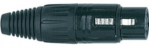 Proel XLR3FVBK Разъем "XLR - мама", 3-х пиновый, резиновый держатель под кабель с нейлоновой вставко