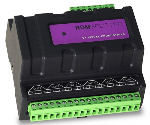 VISUAL PRODUCTIONS RdmSplitter (TERMINAL) Сплиттер-усилитель DMX+RDM с креплением на DIN-рейку. 6 каналов. фото 2