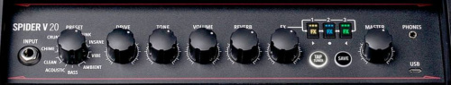 LINE 6 SPIDER V 20 Red Edition моделирующий гитарный комбоусилитель, цвет черный с красной сеткой 20 фото 4