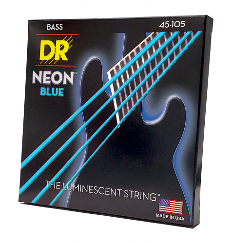 DR NBB-45 HI-DEF NEON струны для 4-струнной бас гитары с люминесцентным покрытием синие 45 105 фото 4