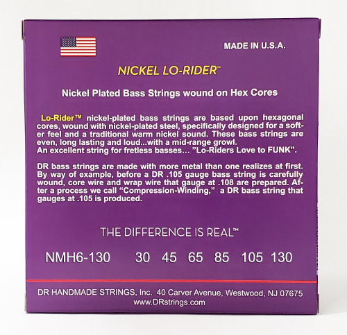 DR NMH6-130 NICKEL LO-RIDER струны для 6-струнной бас-гитары никель 30 130 фото 3