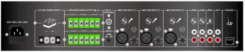 CMX Audio DA-350MT Микшер усилитель 350ватт, Mp3, SD, FM тюнер, 4 Mic, 3 Aux, 70V/100V/4-16ohm, 6 зо фото 2