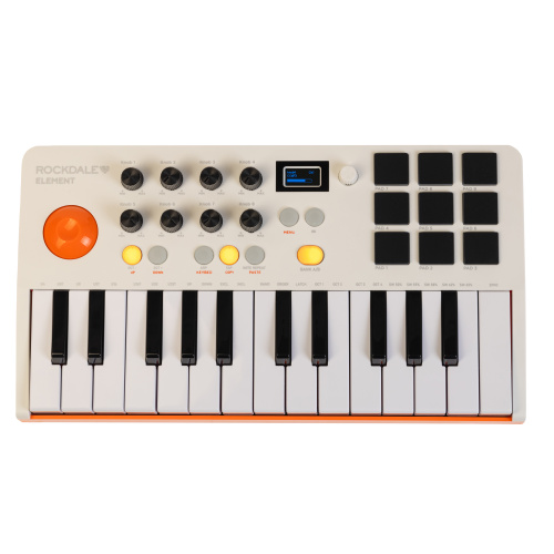 ROCKDALE Element White, компактная миди-клавиатура, 25 клавиш, цвет белый