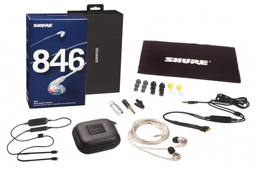SHURE SE846-CL+BT1-EFS наушники вставные, с четырьмя драйверами, прозрачные. Кабель Bluetooth и TRRS 3.5мм в комплекте фото 2