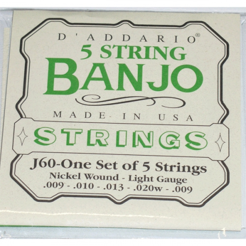 D'Addario J60 струны для банджо, 5 String and Tenor Banjo/Light/Nickel