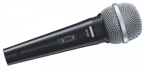 SHURE SV100-A микрофон динамический вокально-речевой с выключателем и кабелем (XLR-6.3 мм JACK), черный, серебристая сетка фото 6