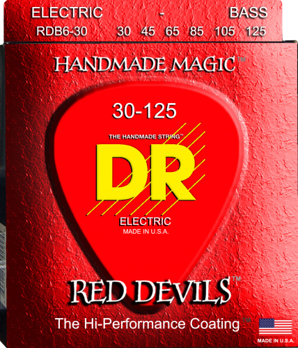 DR RDB6-30 RED DEVILS струны для 6-струнной бас гитары с покрытием красные 30 125