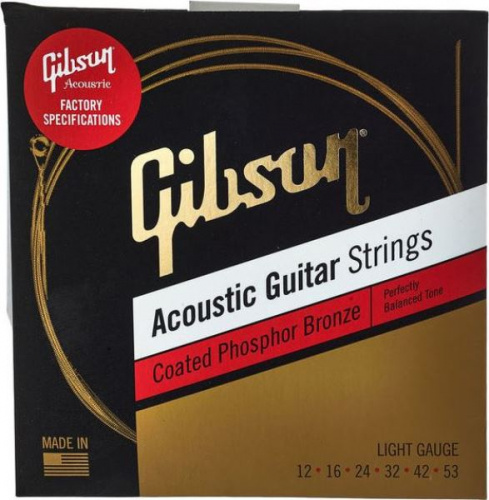 GIBSON SAG-CPB12 COATED PHOSPHOR BRONZE STRINGS, LIGHTS струны для акустической гитары, .012-.053