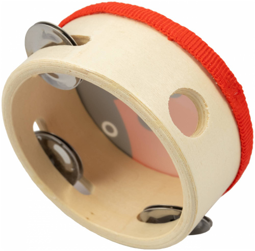 BEE DF601A Ladybug Тамбурин деревянный с мембраной с джинглами, диаметр 105 мм, дизайн божья коровка фото 2