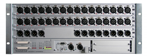 Soundcraft CSB+AES-C5 коммутационный рэк (4U). 32 мик/лин входа, 8 лин. выходов, 4 пары AES выходов. 2 встроенных БП. Два Cat5 MADI интерфейса связи с