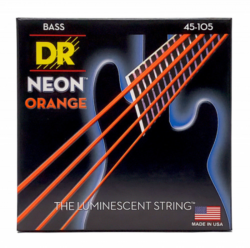 DR NOB-45 HI-DEF NEON струны для 4-струнной бас гитары с люминисцентным покрытием оражневые 45 -