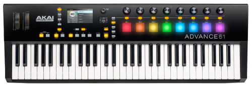 AKAI PRO ADVANCE 61 MIDI-клавиатура, 61 клавиша с послекасанием, встроенный 4,3-дюймовый цветной экран высокого разрешения для отображения параметров 