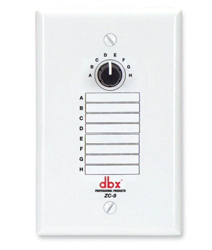 dbx ZC-9 настенный контроллер. 8-позиционный селектор источника сигнала (для ZonePro 1260/1261). Подключение Cat5, 2xRJ45
